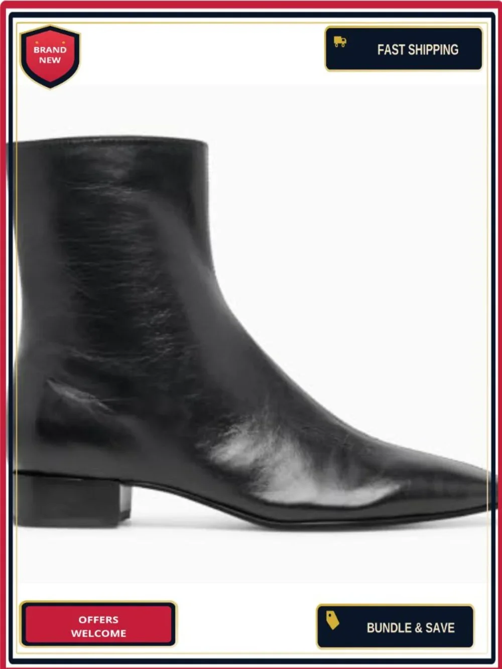 Women's Ankle Boots Chunky Low Heel Square Toe Zipper Dress Booties Faux Leather